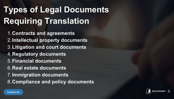 Types of Legal Documents Requiring Translation